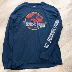 Vintage JURASSIC PARK Long Sleeve Black Graphic Logo Shirt Size XL